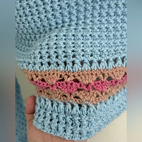 Hand Crochet Cropped Cardigan Sweater XS/S Coquette Cottagecore Boho Granny - Picture 4 of 7